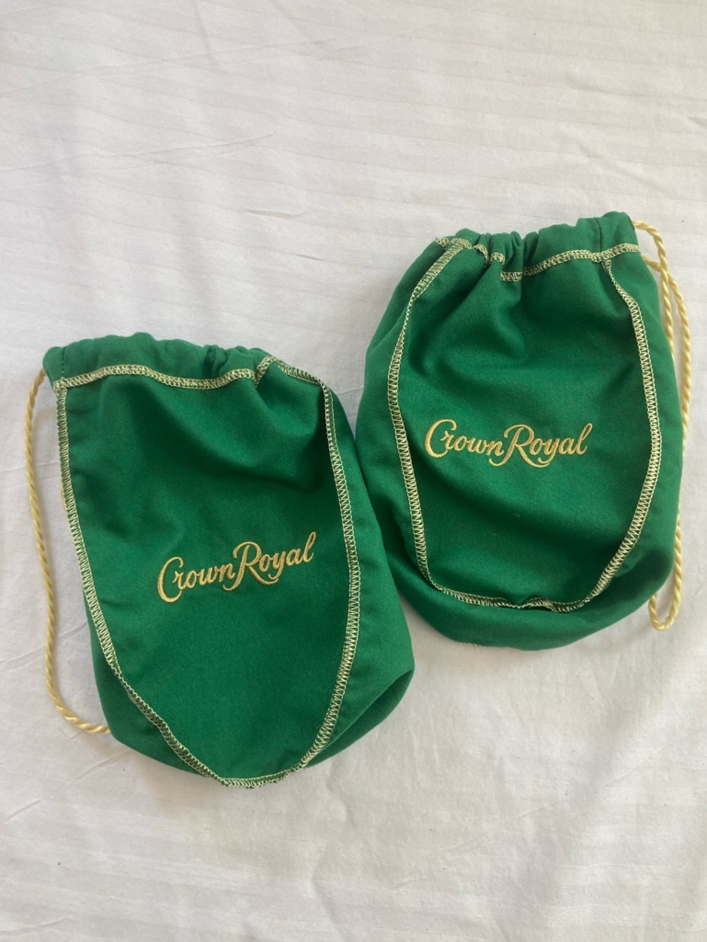 Green Crown Royal Velvet Drawstring Bags - Set of 2